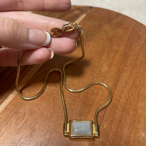 Vintage Givenchy Gold Necklace Blue Stone - Picture 3 of 9